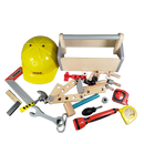 Bundle Bauhelm & Holz-Werkzeugkiste Werkzeug-Set