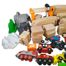 BRIO Bundle Holzeisenbahn großes Set Kran Lok Wagen & Schienen