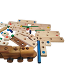Bundle Holz großes Set Bausteine, Verbinder & Stifte mit Holzzug