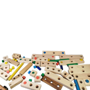 Bundle Holz großes Set Bausteine, Verbinder & Stifte mit Holzzug