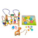 Bundle Holzspielzeug Set von 5 Motorikschleife Zahlenpuzzle & Ziehtier