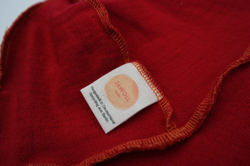 Sonnenhut Sommermütze Kleinkind KU 50-54 mit Nackenschutz aus Upcycling Wolle in Rot