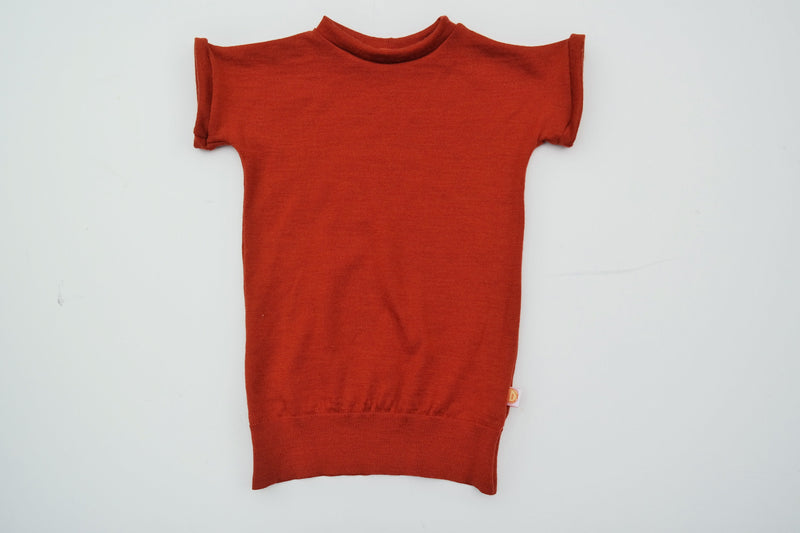 Unisex-Kleid Longshirt 86/92 aus 100% Upcycling Wolle in Rostbraun