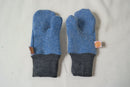 Handschuhe Fäustlinge für Kleinkinder und Kinder aus Upcycling Kaschmir in Blau und Grau