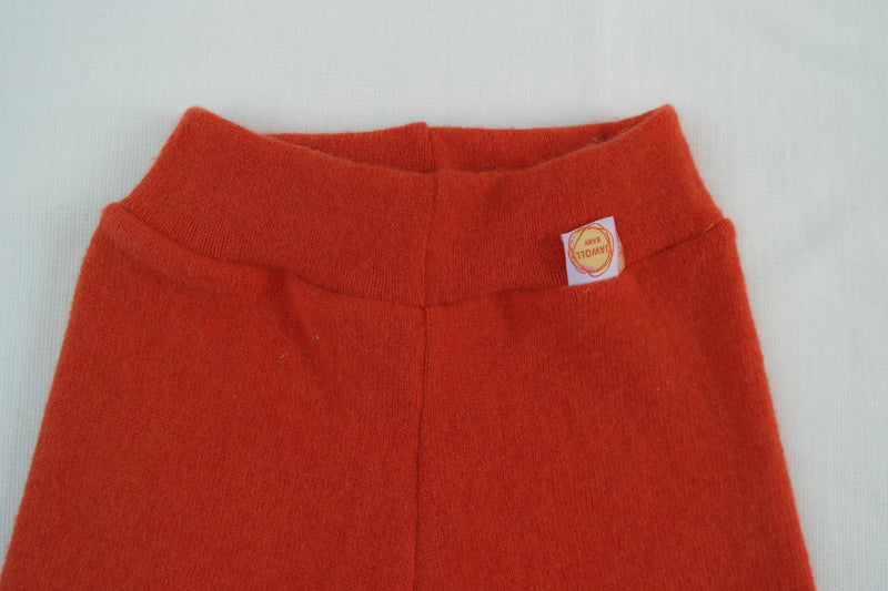 Mitwachs-Hose für Babys Kleinkinder 74/80 aus 100% Upcycling Merinowolle in Rostorange