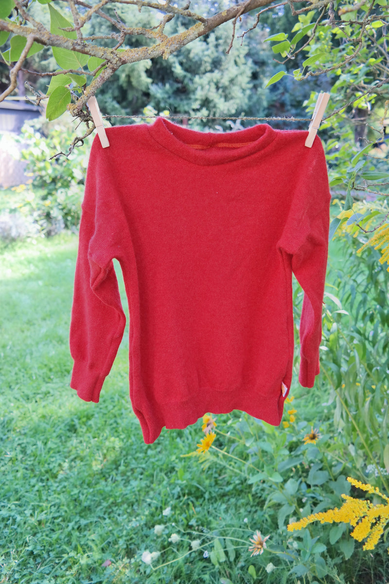 Pullover für Kleinkinder Kinder 110/116 aus 100% Upcycling Kaschmir in Rostrot