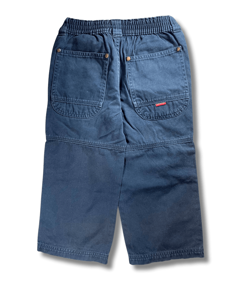 Dunkelblaue Jeanshose von Sanetta Größe 98, Rückansicht mit Gesäßtaschen