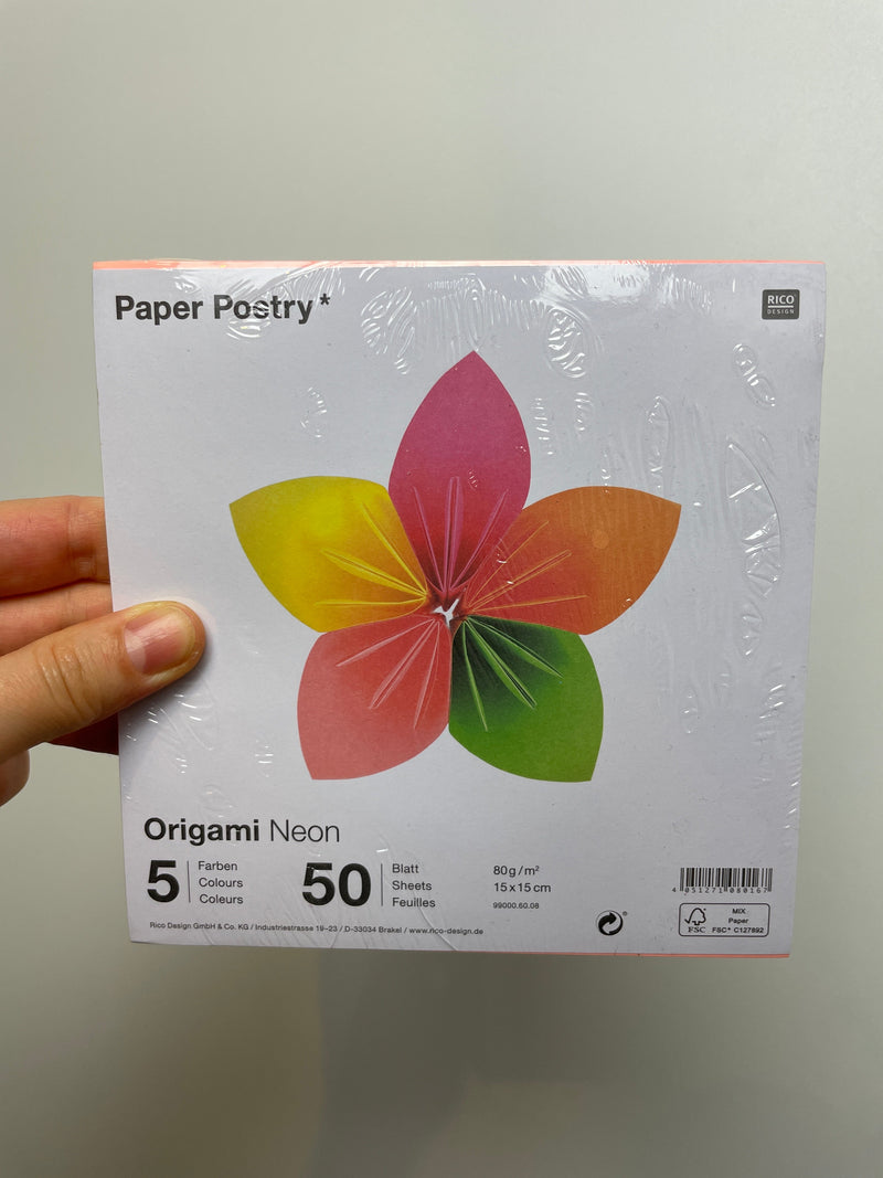 Paper Poetry Origami neon • 15x15cm • 50 Blatt 5 Farben