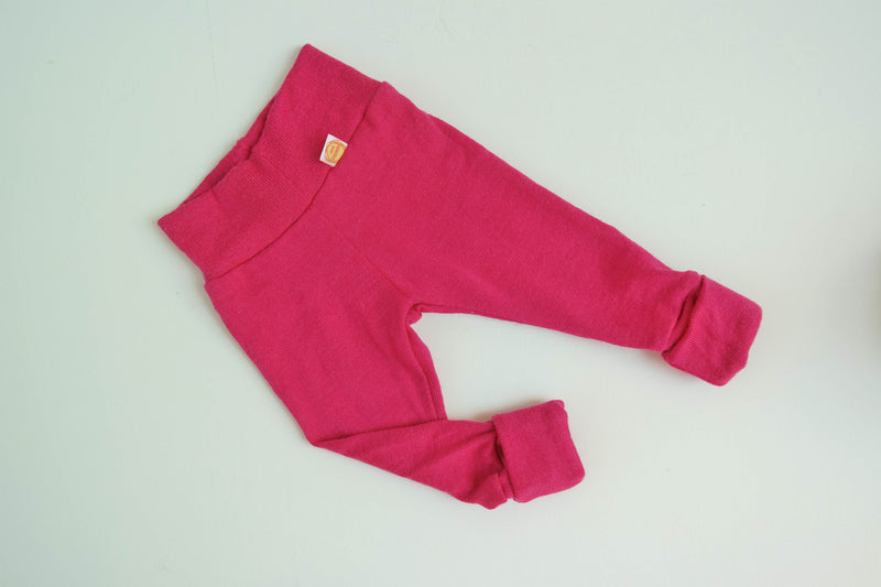 Mitwachs-Hose für Babys 62/68 aus Upcycling-Wolle in Pink