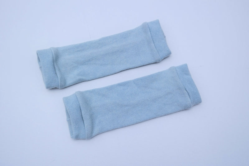 Leg warmers for babies made from upcycled cashmere in light blue