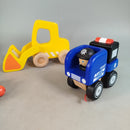 PlanToys Bundle Set von 4 Polizei Zug Bagger Feuerwehr
