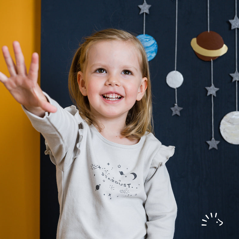 Popolini | Langarmshirt | Hellgrau - Print: Stardust