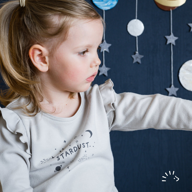 Popolini | Langarmshirt | Hellgrau - Print: Stardust