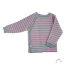 Popolini | Wickelhemd kbT Wollstrick | Rosa Grau gestreift