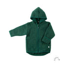 Popolini | Wollwalkjacke mit Kapuze GOTS | Dunkelgrün Melange