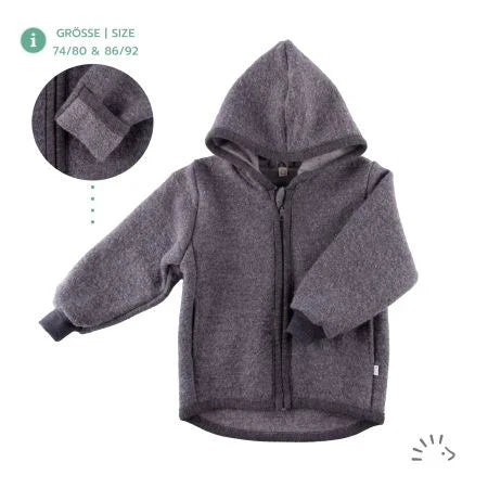 Popolini | Wollwalkjacke mit Kapuze | Anthrazit