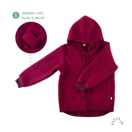 Popolini | Wollwalkjacke mit Kapuze | Bordeaux