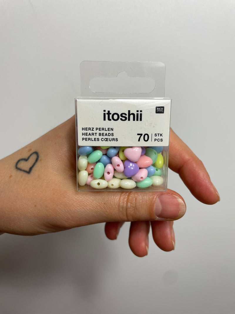 itoshii • Herzperlen mini Pastell • 8x9x5mm 70 Stück