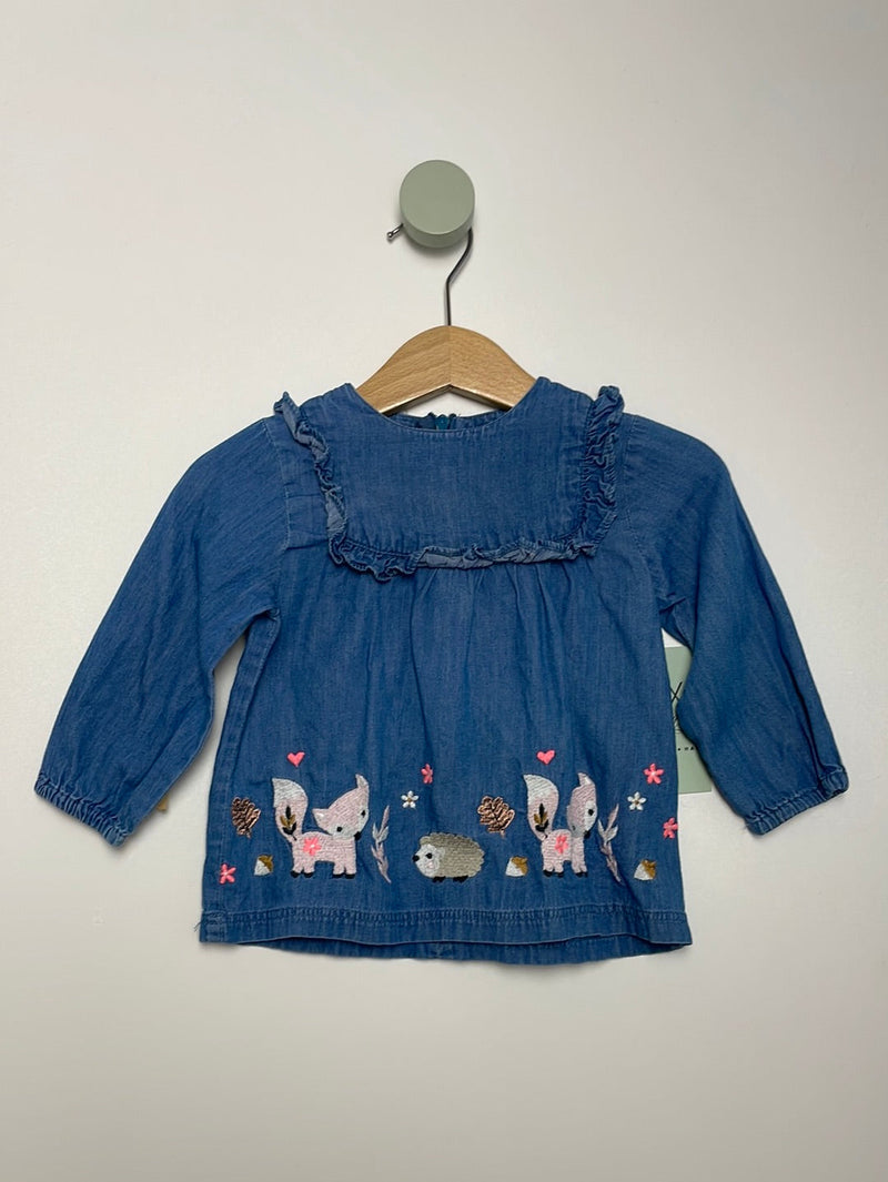 Jeansbluse Waldtiere • 68 • staccato