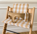 Waterproof Wipe Clean High Chair Cushion | Compatible with Stokke Tripp Trapp | beige Vichy Gingham