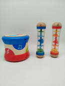 Hape Musikspielzeug Set – elektronische Trommel & 2 Regenröhren
