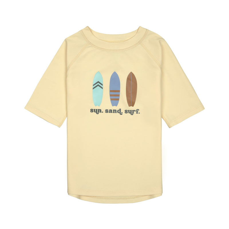 LÄSSIG UV Shirt Kinder Kurzarm - Surfbrett, gelb