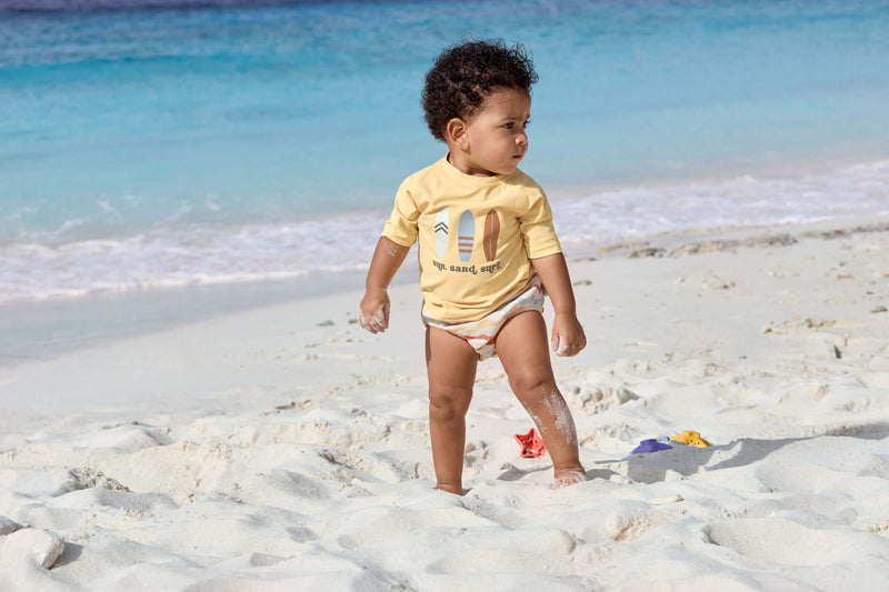 LÄSSIG UV Shirt Kinder Kurzarm - Surfbrett, gelb