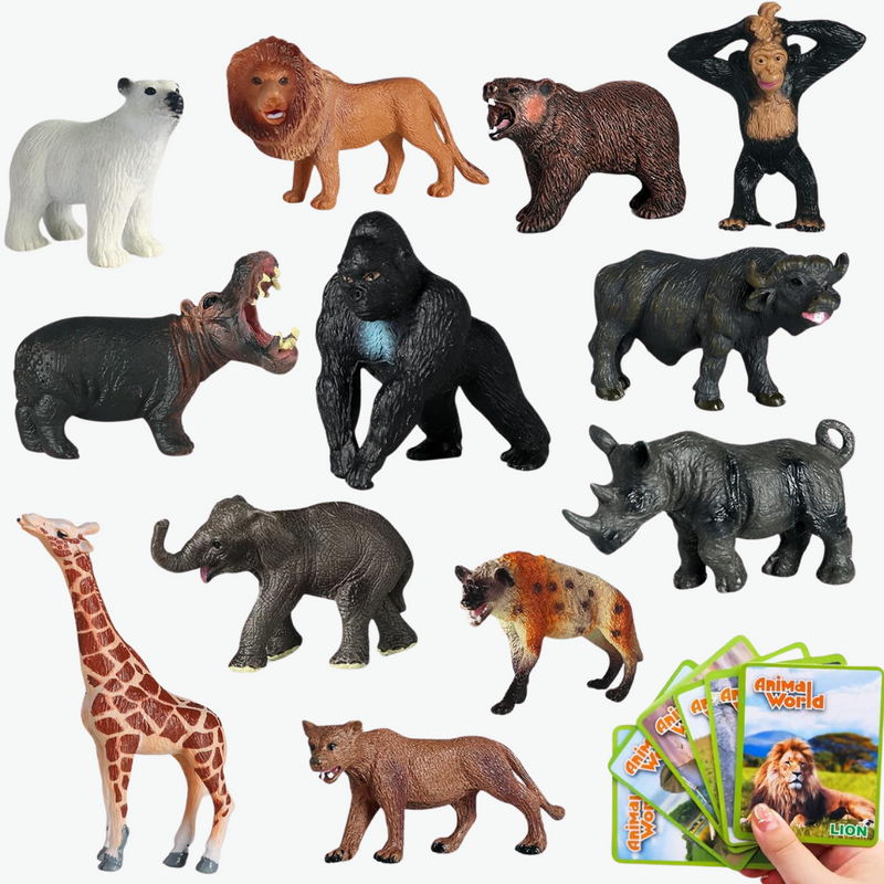 Safari animal figures with flashcards