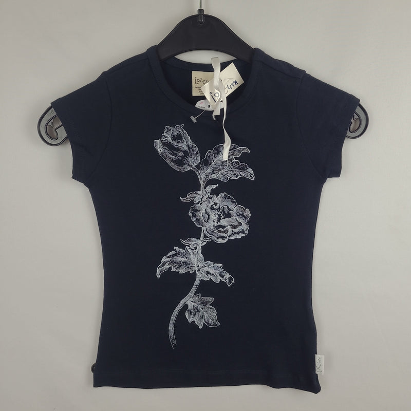 * T-Shirt - jottum - 110/116 - blau - Blume - Girl mit Original Etikett