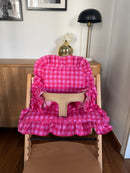 Kissen-Set mit Rüschen, wasserdicht, kompatibel mit dem Stokke Tripp Trapp Hochstuhl – Vichy Karo Pink