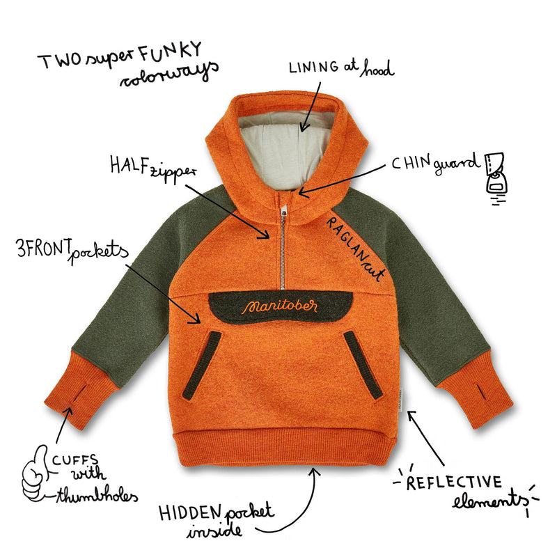 Kids boiled wool hoody