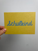 Postkarte Schulkind • gelb/türkis