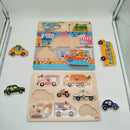 goki eeBoo Bundle Set von 2 Holzpuzzle Fahrzeuge