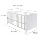 B-Ware Roba Komplettbettset Kinderbett Babybett Sterne Weiß Grau Matratze Kissen Himmel