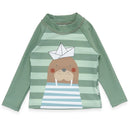 Little one Kn UV-Badeshirt 1/1 gestreift grün Walross 86