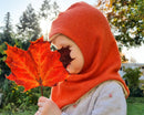 Wende-Schlupfmütze für Kleinkinder KU 49-51 aus Upcycling Seide & Kaschmir in Orange und Grau