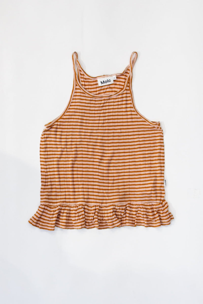 Top, size 152.0, yellow, pink, striped | Molo