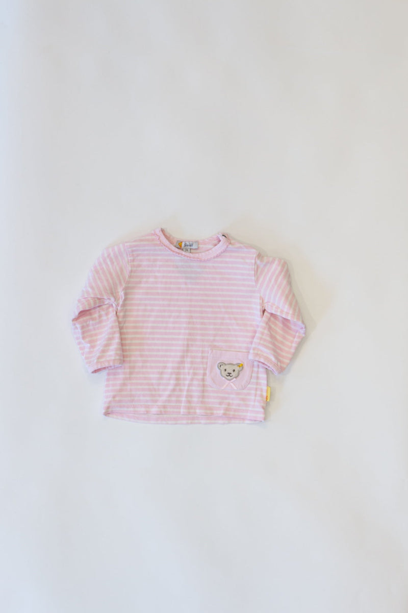 Longsleeve, Gr. 74, rosa weiß gestreift | Steiff