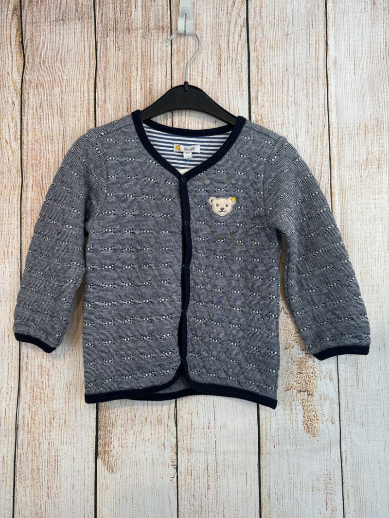 Steiff Sweatjacke schwarz meliert m. Bär Gr. 86