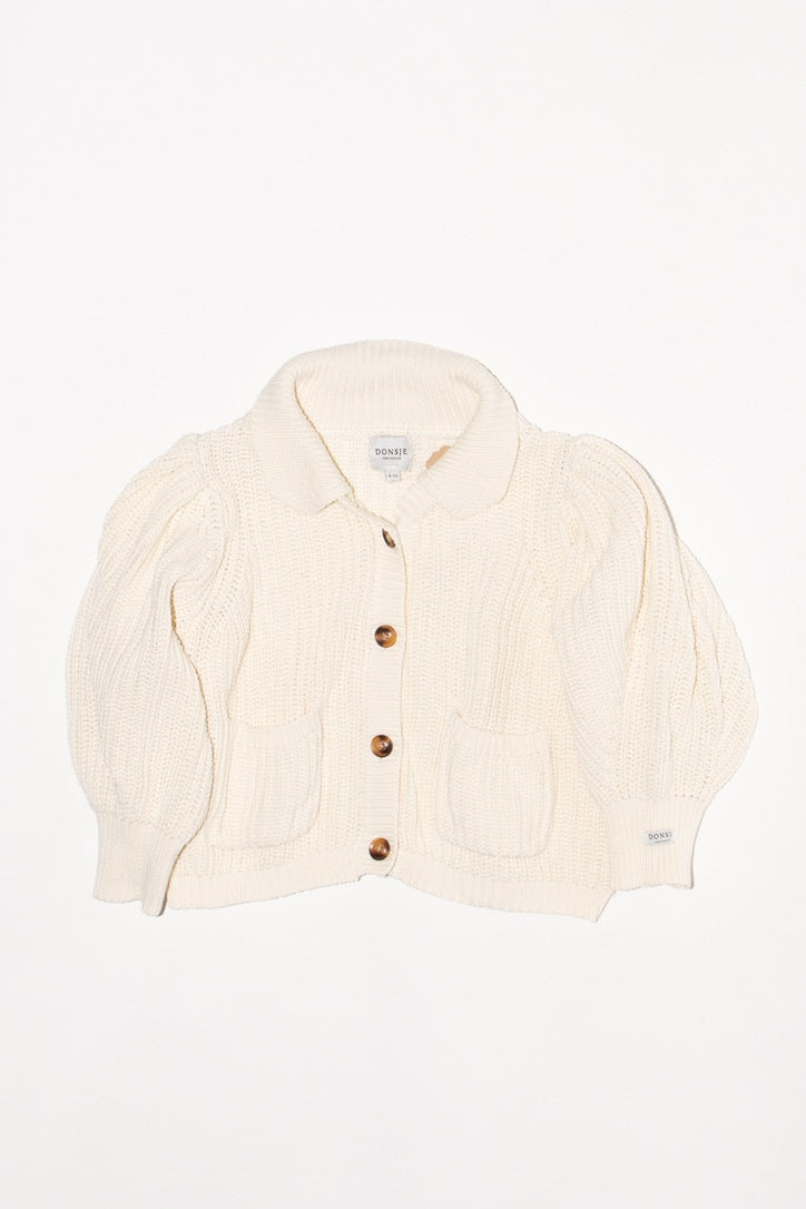 Cardigan chunky knit cream size 104 | Donsje