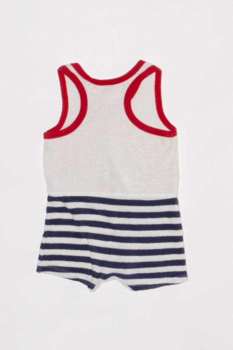 Frottee Romper weiß, blau Gr.90 | Petit Bateau