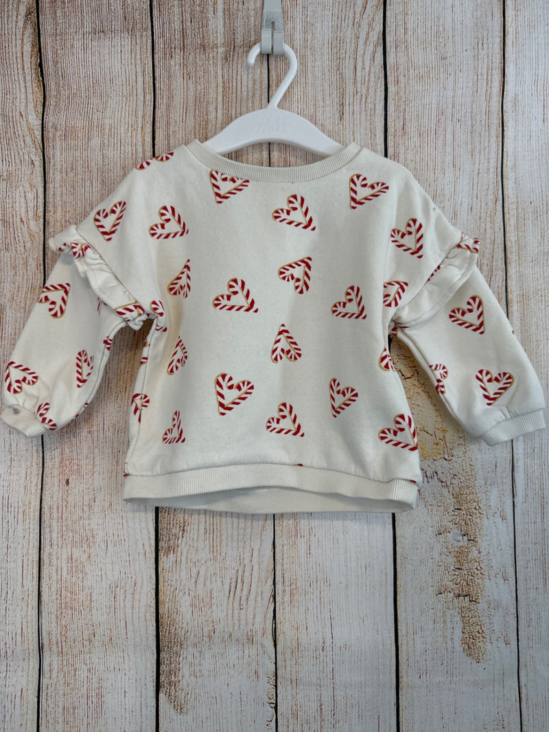 Vertbaudet Sweater White with Hearts Size 86