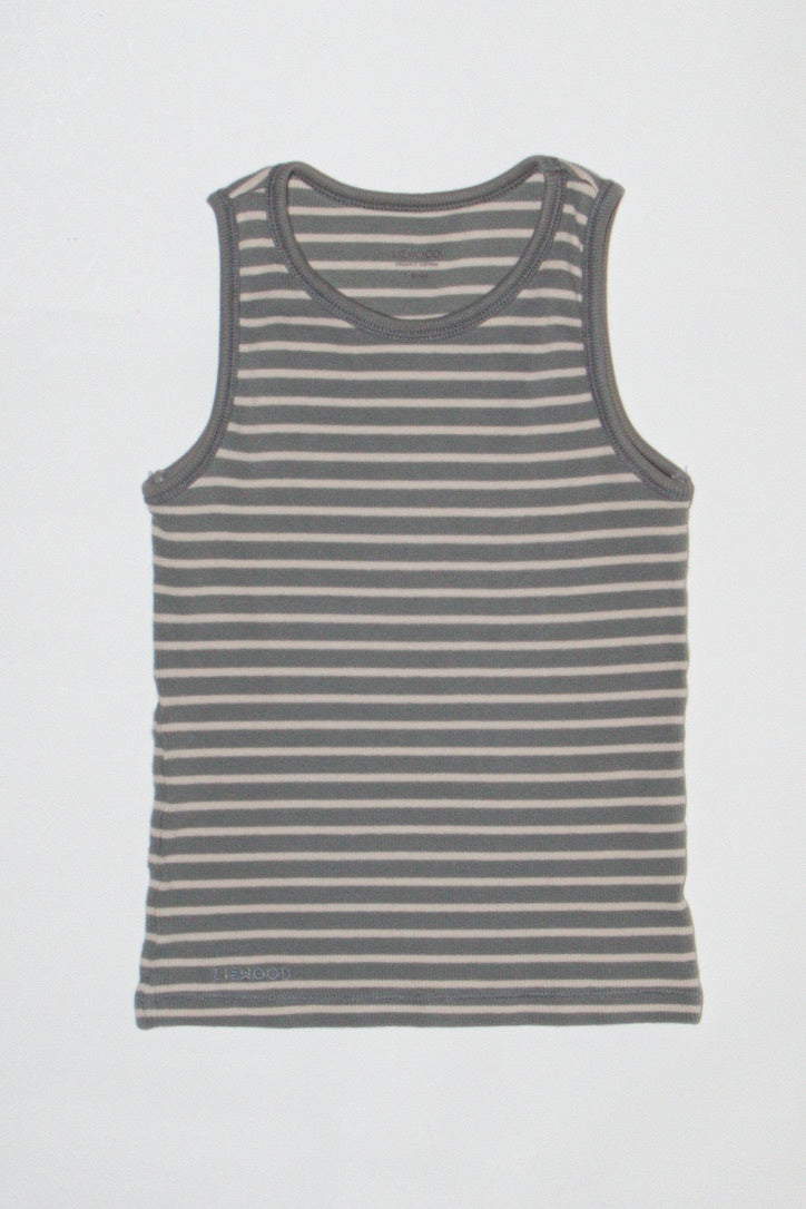 Tank top gray and white striped size 116/122 | Liewood