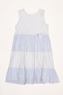 Volant-Kleid hellblau gestreift Gr.122 | Lui & Lei