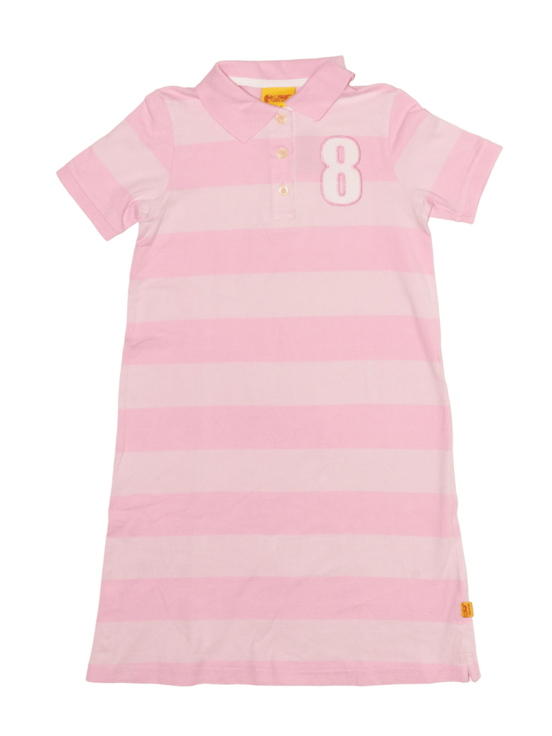 Polo dress with pink block stripes size 128 | Steiff