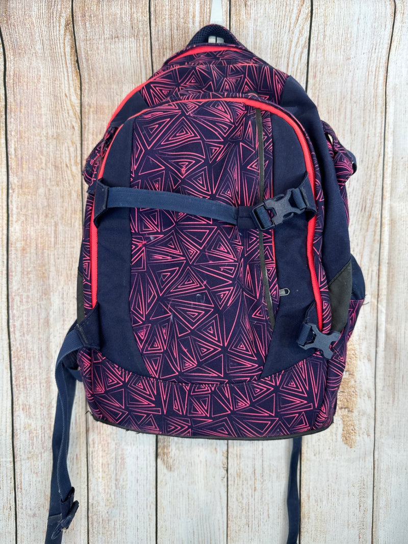 satch pack school backpack dark blue/pink patterned