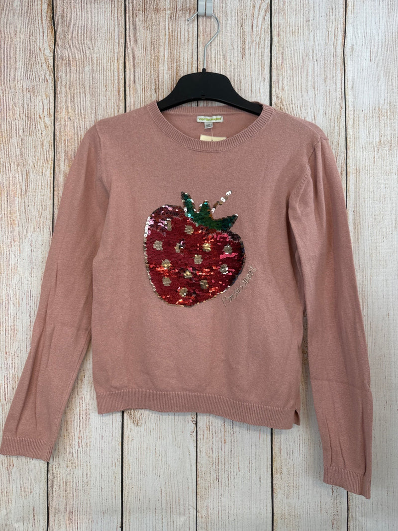 Vertbaudet fine knit shirt pink with sequins strawberry size. 140