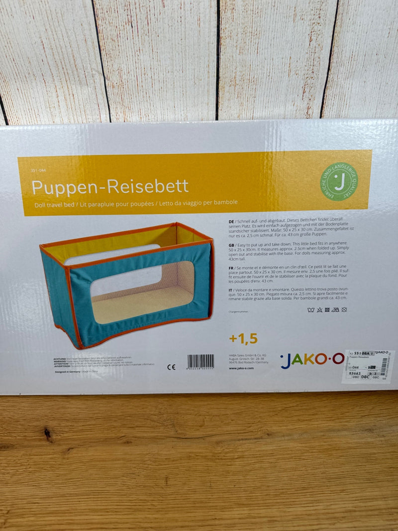 Jako-o Puppen Reisebett petrol/ gelb