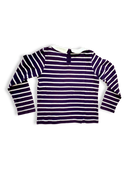 Striped shirt, dark blue with Peter Pan collar size 128 | Petit Bateau