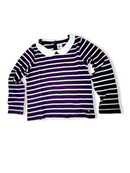 Striped shirt, dark blue with Peter Pan collar size 128 | Petit Bateau